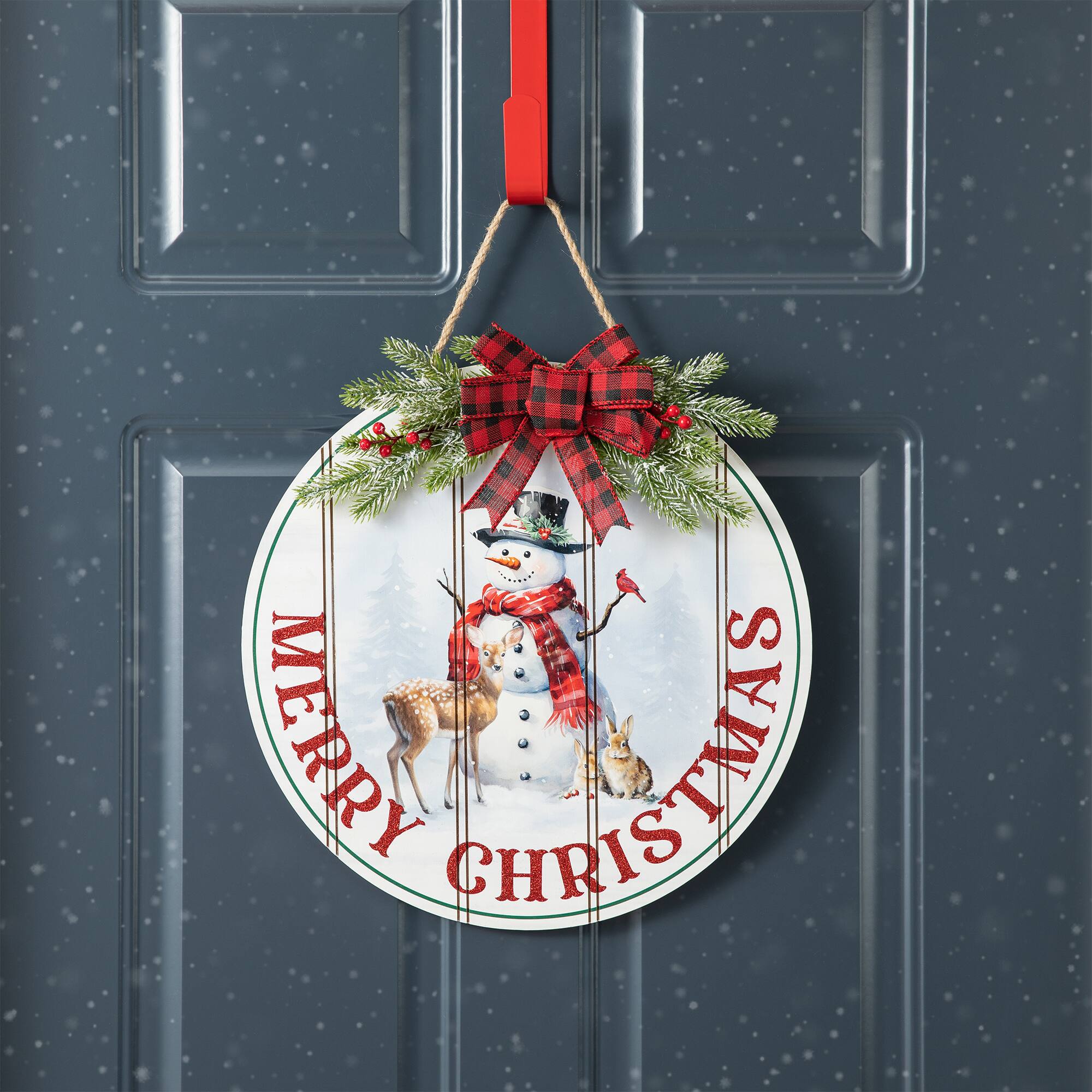 Glitzhome® 15" Merry Christmas Round Door Hanger